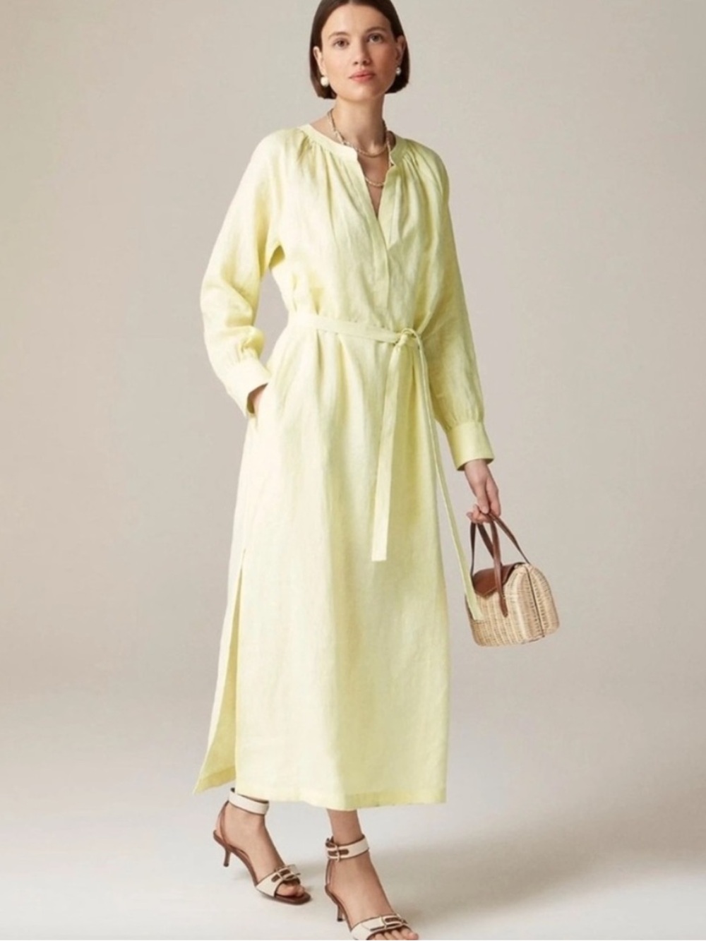 J. Crew Cabana Linen Dress in Pale Flax